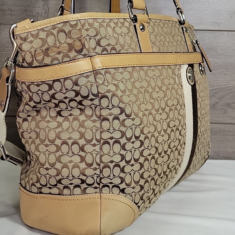 Vintage Coach Signature Canvas/Leather Crossbody Diaper Bag - Picture 3 of 16